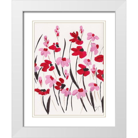 Pink and Red Field I White Modern Wood Framed Art Print with Double Matting by Dyer, Beverly