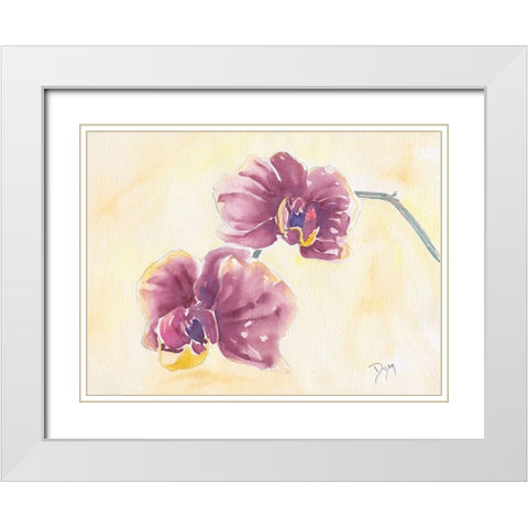 Graceful Orchid White Modern Wood Framed Art Print with Double Matting by Dyer, Beverly