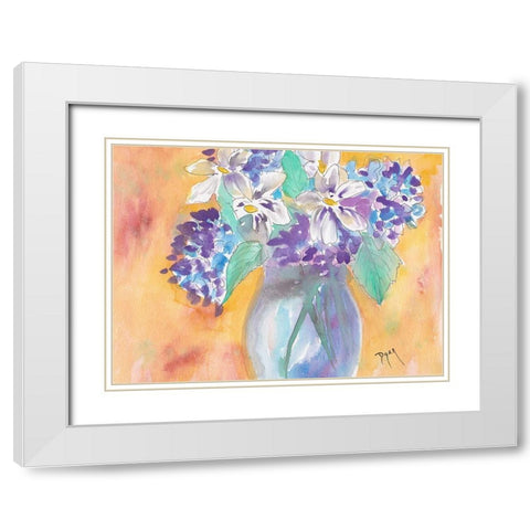 Gardenia and Hydrangea White Modern Wood Framed Art Print with Double Matting by Dyer, Beverly