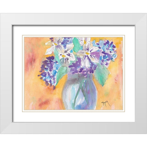 Gardenia and Hydrangea White Modern Wood Framed Art Print with Double Matting by Dyer, Beverly