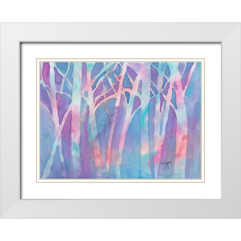 Stained Glass Trees White Modern Wood Framed Art Print with Double Matting by Dyer, Beverly