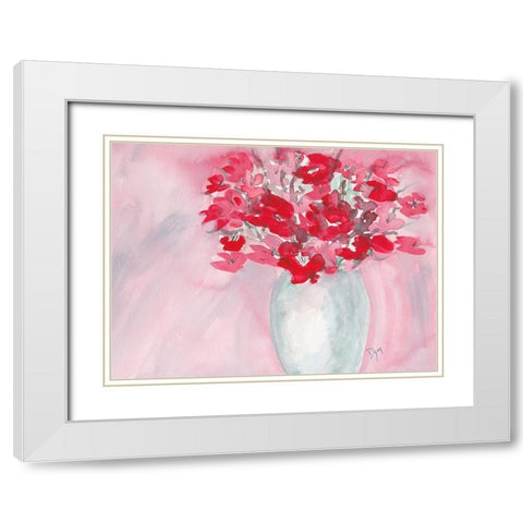 Cherry Blossom Bouquet White Modern Wood Framed Art Print with Double Matting by Dyer, Beverly