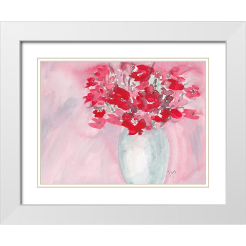Cherry Blossom Bouquet White Modern Wood Framed Art Print with Double Matting by Dyer, Beverly