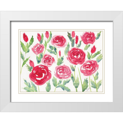 Decorative Roses White Modern Wood Framed Art Print with Double Matting by Dyer, Beverly