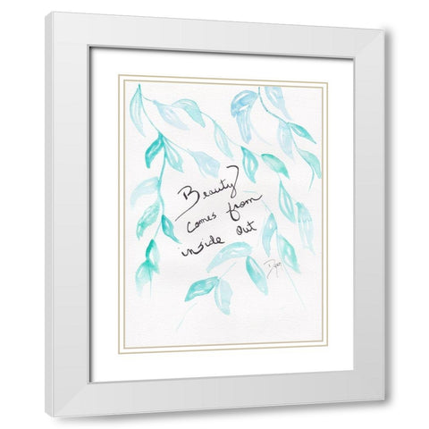 Sentiment Beauty White Modern Wood Framed Art Print with Double Matting by Dyer, Beverly