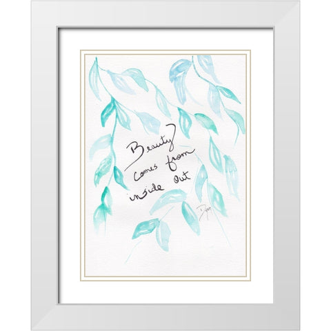Sentiment Beauty White Modern Wood Framed Art Print with Double Matting by Dyer, Beverly