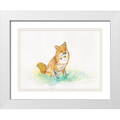Golden Fox White Modern Wood Framed Art Print with Double Matting by Dyer, Beverly