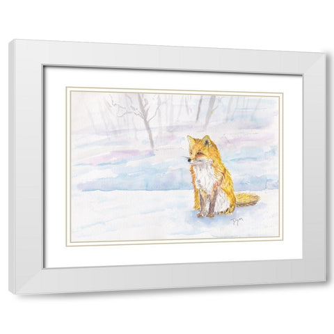 Golden Fox Winter White Modern Wood Framed Art Print with Double Matting by Dyer, Beverly