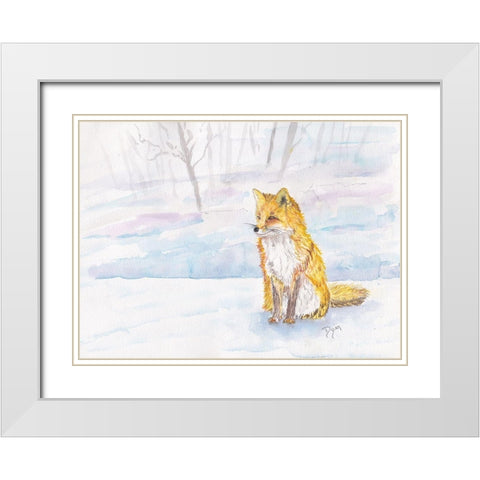 Golden Fox Winter White Modern Wood Framed Art Print with Double Matting by Dyer, Beverly