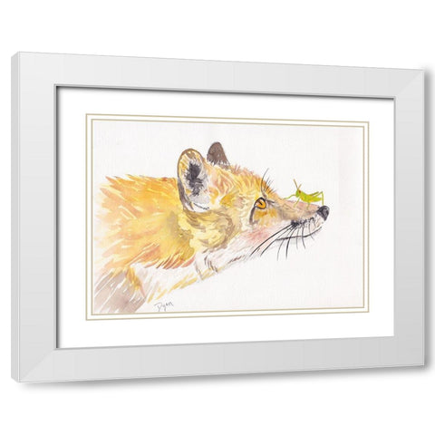 Golden Fox Play White Modern Wood Framed Art Print with Double Matting by Dyer, Beverly