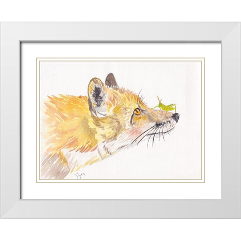 Golden Fox Play White Modern Wood Framed Art Print with Double Matting by Dyer, Beverly