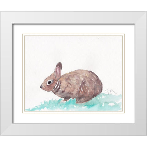 Bunny White Modern Wood Framed Art Print with Double Matting by Dyer, Beverly