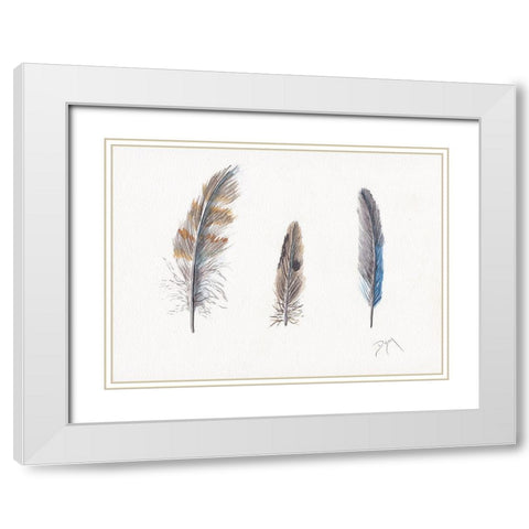 Feather Collection White Modern Wood Framed Art Print with Double Matting by Dyer, Beverly