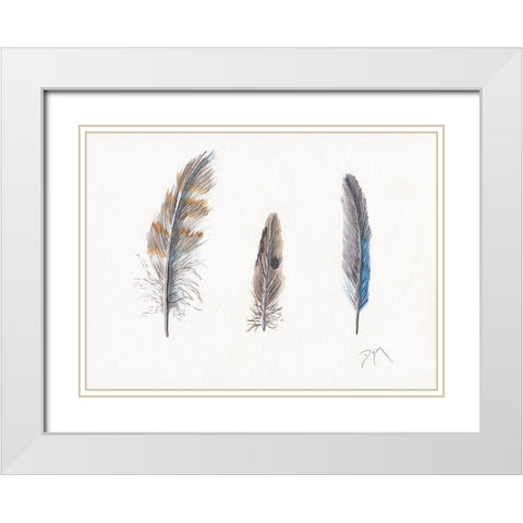 Feather Collection White Modern Wood Framed Art Print with Double Matting by Dyer, Beverly