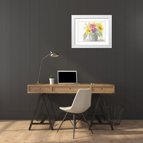 Sunny Bouquet White Modern Wood Framed Art Print with Double Matting by Dyer, Beverly