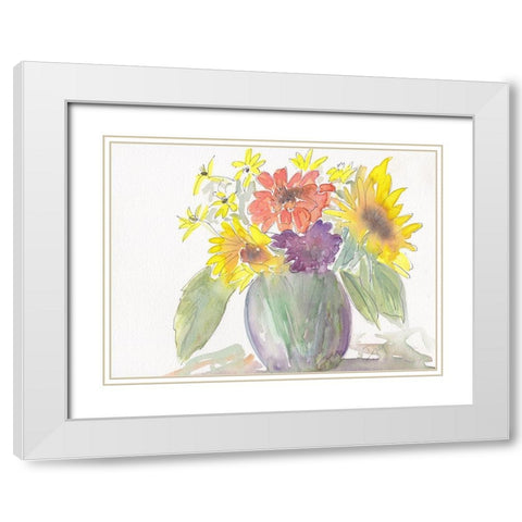 Sunny Bouquet White Modern Wood Framed Art Print with Double Matting by Dyer, Beverly