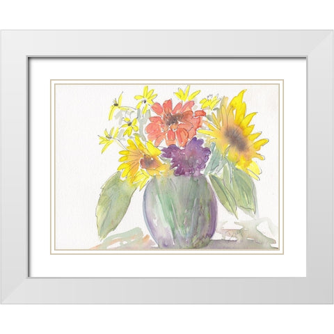 Sunny Bouquet White Modern Wood Framed Art Print with Double Matting by Dyer, Beverly