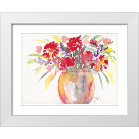 Summer Bouquet White Modern Wood Framed Art Print with Double Matting by Dyer, Beverly