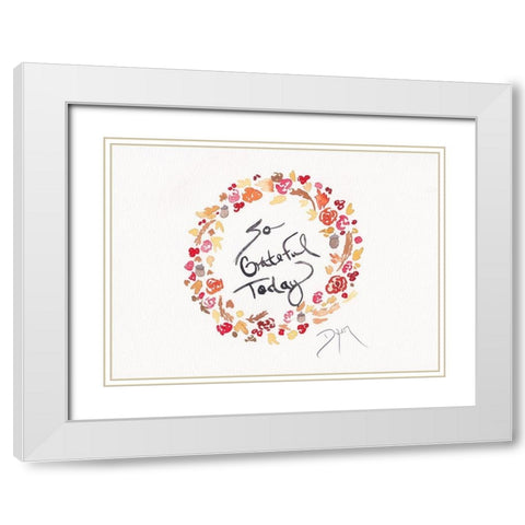 Fall Wreath I White Modern Wood Framed Art Print with Double Matting by Dyer, Beverly