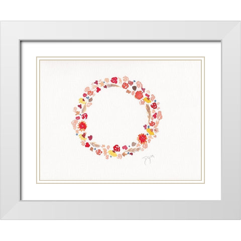Fall Leaf III White Modern Wood Framed Art Print with Double Matting by Dyer, Beverly