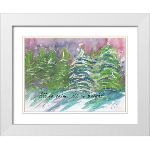 All is Calm All is Bright White Modern Wood Framed Art Print with Double Matting by Dyer, Beverly