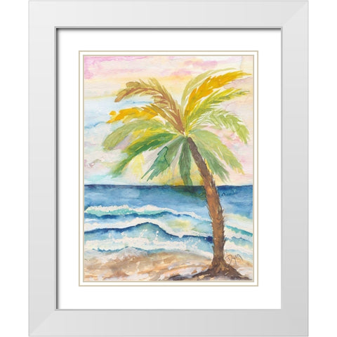 Coastal Palm White Modern Wood Framed Art Print with Double Matting by Dyer, Beverly