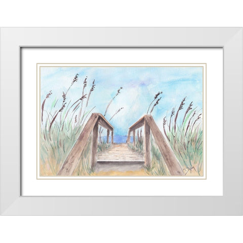 Coastal Heathers Walk White Modern Wood Framed Art Print with Double Matting by Dyer, Beverly