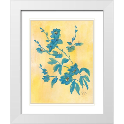 Floral Blue Yellow White Modern Wood Framed Art Print with Double Matting by Dyer, Beverly