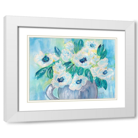 Floral Bouquet White Modern Wood Framed Art Print with Double Matting by Dyer, Beverly