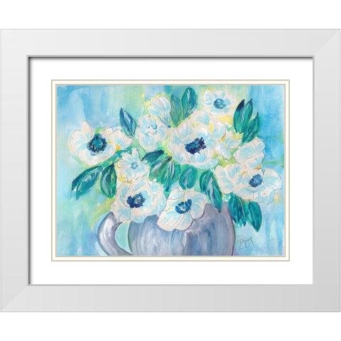 Floral Bouquet White Modern Wood Framed Art Print with Double Matting by Dyer, Beverly