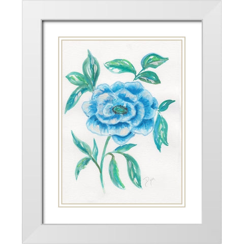 Floral Blue 1 White Modern Wood Framed Art Print with Double Matting by Dyer, Beverly