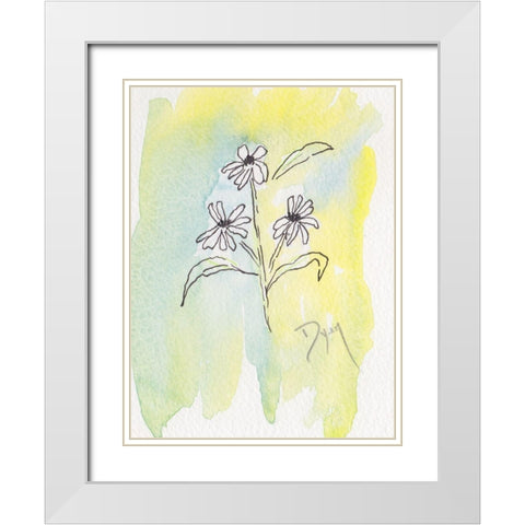 Drawn Asters White Modern Wood Framed Art Print with Double Matting by Dyer, Beverly
