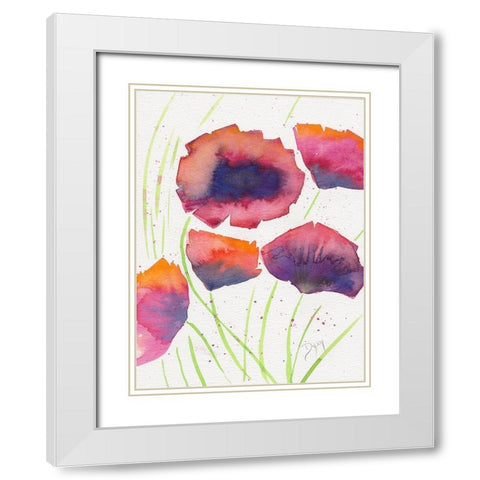 Poppies July White Modern Wood Framed Art Print with Double Matting by Dyer, Beverly