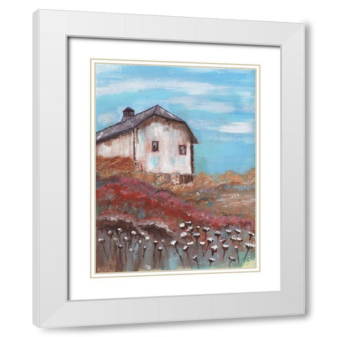 Cotton Farm Barn White Modern Wood Framed Art Print with Double Matting by Dyer, Beverly