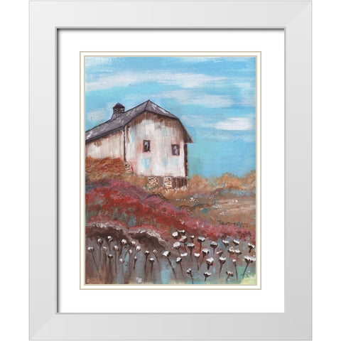 Cotton Farm Barn White Modern Wood Framed Art Print with Double Matting by Dyer, Beverly