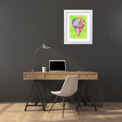 Ice Cream Cone White Modern Wood Framed Art Print with Double Matting by Dyer, Beverly