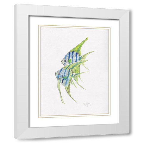Fish Angel White Modern Wood Framed Art Print with Double Matting by Dyer, Beverly
