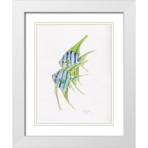 Fish Angel White Modern Wood Framed Art Print with Double Matting by Dyer, Beverly