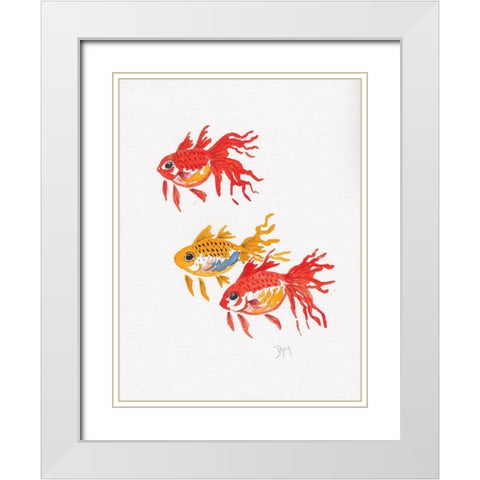 Fish Gold White Modern Wood Framed Art Print with Double Matting by Dyer, Beverly