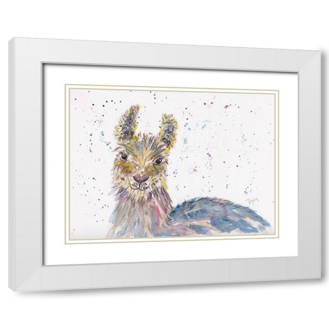 Llama Senorita White Modern Wood Framed Art Print with Double Matting by Dyer, Beverly
