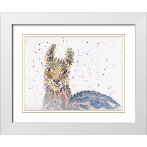 Llama Senorita White Modern Wood Framed Art Print with Double Matting by Dyer, Beverly