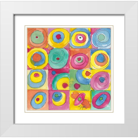 Circles Bright White Modern Wood Framed Art Print with Double Matting by Dyer, Beverly