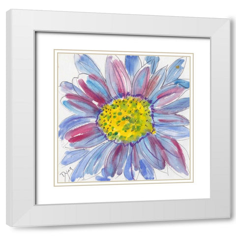 Serene Flower White Modern Wood Framed Art Print with Double Matting by Dyer, Beverly