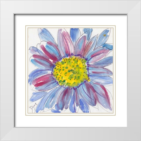 Serene Flower White Modern Wood Framed Art Print with Double Matting by Dyer, Beverly