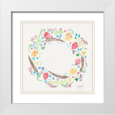 Wildflower Wreath 1 White Modern Wood Framed Art Print with Double Matting by Dyer, Beverly