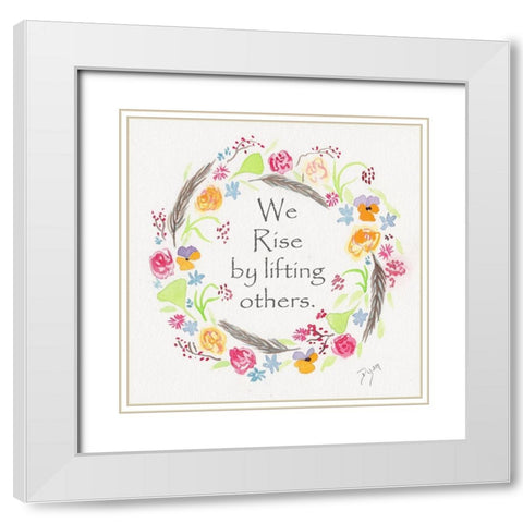 Rise Wreath White Modern Wood Framed Art Print with Double Matting by Dyer, Beverly