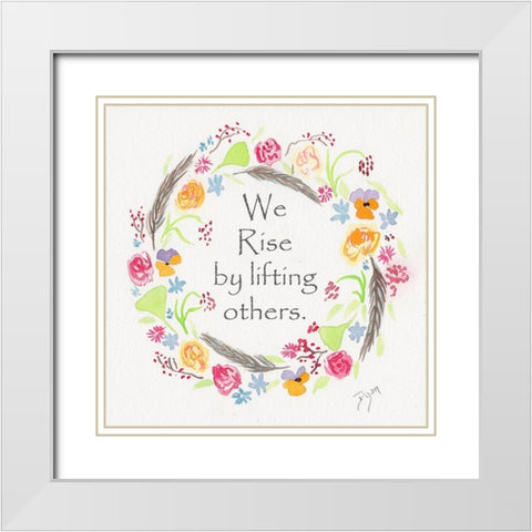 Rise Wreath White Modern Wood Framed Art Print with Double Matting by Dyer, Beverly