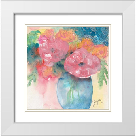 Summer Bouquet White Modern Wood Framed Art Print with Double Matting by Dyer, Beverly