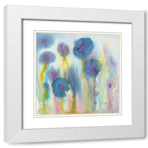 Wildflower Garden I White Modern Wood Framed Art Print with Double Matting by Dyer, Beverly