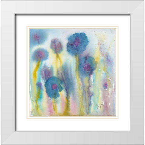 Wildflower Garden I White Modern Wood Framed Art Print with Double Matting by Dyer, Beverly